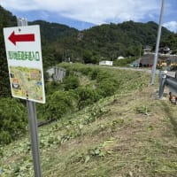 浅川ダム直下、花ももの里の土手の草刈りをしました！月齢25.7のお月様