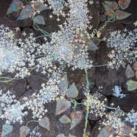 仙人草に雨蛙図