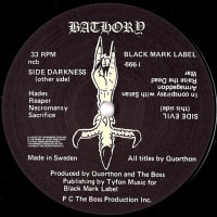 ◆ワンオーナー極美品/LPレコード◆バソリー「Bathory」Black Mark Label BMLP 666-1、スウェーデン盤、Yellow Goat（黄ヤギ）インサート付