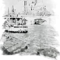 ノートルダム大聖堂と係留船