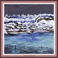 Lake side town before daylight 6414／湖畔の町　夜明け　