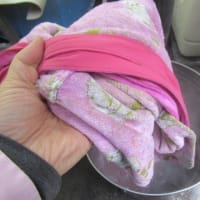 エプロン（パイル生地）ピンク染替え　綿素材