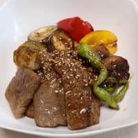 焼肉丼＆烏賊のレモンバターしょうゆ