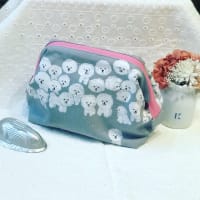 ビションフリーゼ柄ワイヤーポーチ