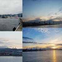 2024年7月16日　昨日，今朝の風景　神戸港／海の日，日の出前，日の出