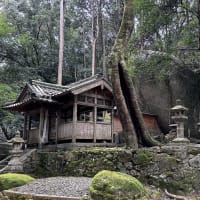 鬱蒼と茂る森の中に巨岩と拝殿 岩尾神社（山添村吉田）
