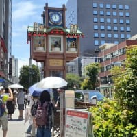 猛暑日の人形町時計台