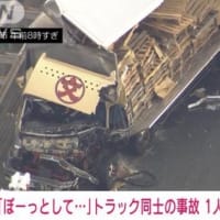 東京の中央道で止まって居た４ｔ車に大型トラックが衝突 ４ｔ車の運転手死亡