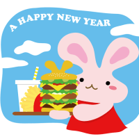 年賀状イラスト　その２　（うさぎバーガー）