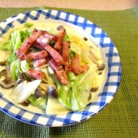 キャベツとベーコンのクリームパスタ　山本ゆり