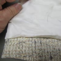 ジャケット（プラダ製）衿・袖口裏地皮脂汚れ　しみ抜き　綿・バージンウール・麻・ナイロン素材