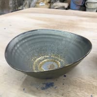 金彩釉楕円鉢