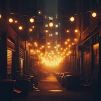 自作のメロディー、風景画像(路地の外灯)