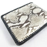 PELGIO 高級なパイソン革の財布 二折 縁編み