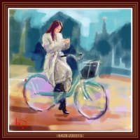 Waiting for the signal 6428／信号待ち（自転車の女）