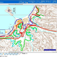 山形県鶴岡市由良地区の津波避難用の標高（海抜）地図。