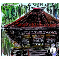 はがき絵　鹿沼市　寺院のお堂