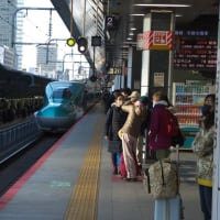 東京駅２０番線ホームを発着する東北新幹線はやぶさ３号　新青森行き