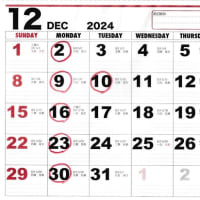 2024年12月と2025年1月の営業予定表です。