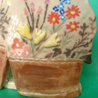 陶芸　植木鉢の花