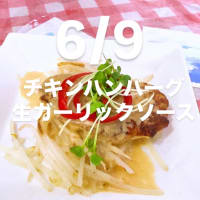令和7年6月9日の日替わり定食(850円)は、チキンハンバーグ　生ガーリックソースです
