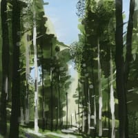 パソコン水彩画　ひと夏の森を描く