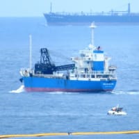 ７月４日の辺野古側埋め立て工区と大浦湾の様子／新ゲートからの資材搬入は無し