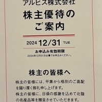 アルビスから株主優待の案内をいただきました