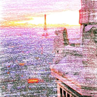 夕暮れ🌇にサクレクール寺院よりエッフェル塔を眺める