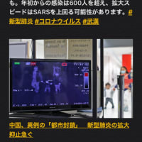 武漢で発生したウィルス感染拡散はSARSを上回る
