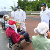 辺野古新工事用ゲート前での抗議行動