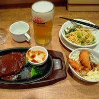 庶民の味方ガスト「フィットメニュー2」料理3品×生ビール小中各1≒1500円
