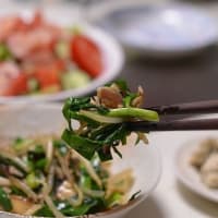 夕飯は、ラ－メンをすすりながら日本酒を