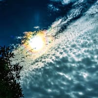 ひつじ雲による太陽の光環と彩雲（６月）