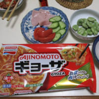 質素に少量-今日も元気----羽根つき餃子、一刻堂のラーメン、ブドウ、豚肉の生姜焼き、ホッケの塩焼き、メロン