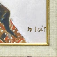 絵柄のブラウスの女性の横顔　伊勢正義画　その２９