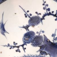 古伊万里　藍柿花鳥図尺皿