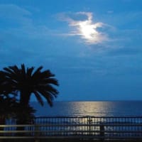 日南海岸。今月の満月。