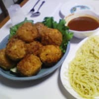 〔らいすころっけwithみそけちゃぷそぉす＆さつまいものぽたーじゅ〕