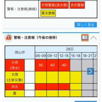 5月28日 今朝4：04、岡山市に、大雨警報（浸水害）が発表されています