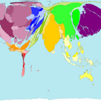 各国貧困層１５％の収入でみた世界地図