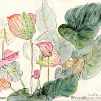 枕木の塀がある家を訪ね、作品をご覧に入れました