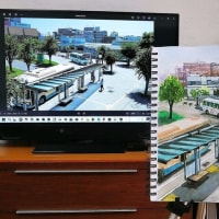 「バス停のある風景（阪急仁川駅前）」の絵ができました