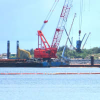 ６月１９日の大浦湾の様子／サンドコンパクションパイル船はまだ戻らず