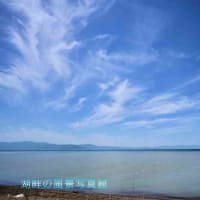 青空と琵琶湖の湖岸