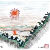 琵琶湖と日の出（滋賀県大津市）