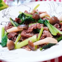 小松菜と牛肉の中華炒め＆もやしのカレーマリネ