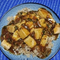 【05/22晩御飯】麻婆豆腐丼、麻婆用豆腐を使ってるんだね：D