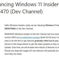 Windows 11 Dev チャンネルに 累積更新 (KB5037864) が配信されてきました。