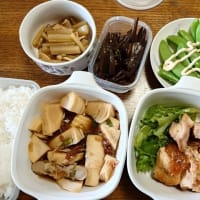 とり照り焼き、タケノコ、スナップえんどう